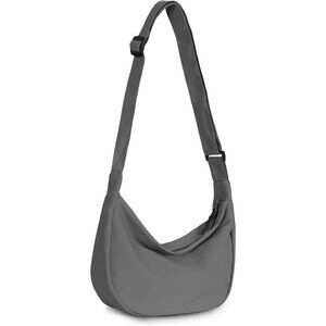Women Grey Imported Polyester Crossbody Lightweight Crescent Trendy Sling Bag